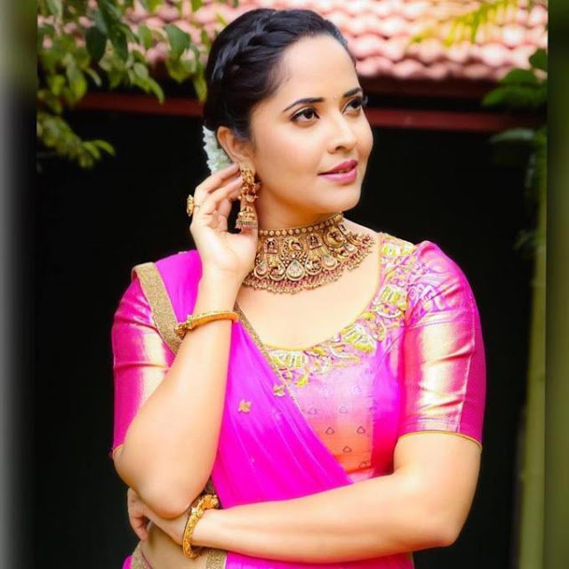 Telugu TV Girl Anasuya Bharadwaj Photos In Traditional Pink Lehenga Choli 2